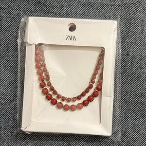 Zara Vibrant Red Double Strand Necklace